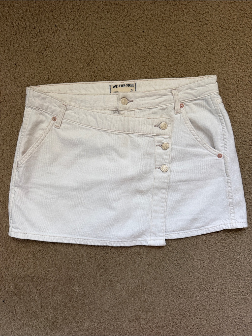 Free People We The Free Wynne Denim Mini Skirt in White